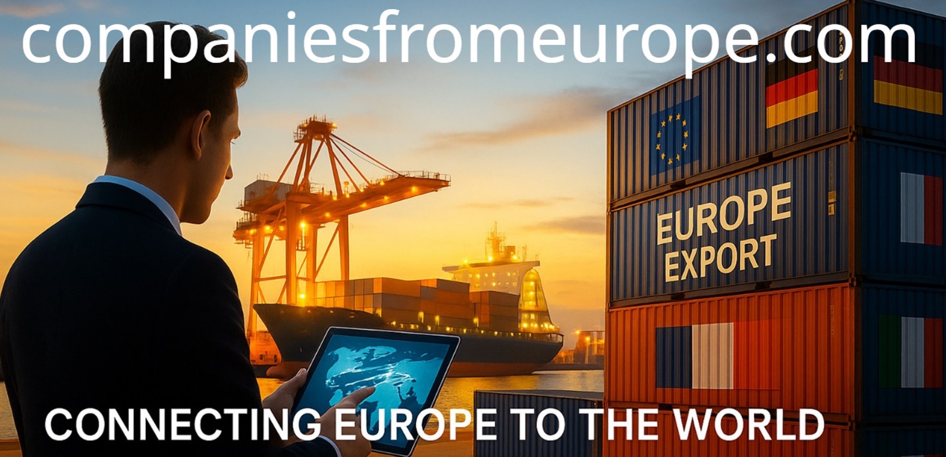European export logistics: containers and port cranes